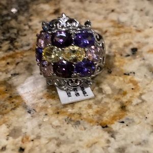 NWT Purple Pink Yellow Jeweled Ring Size 7